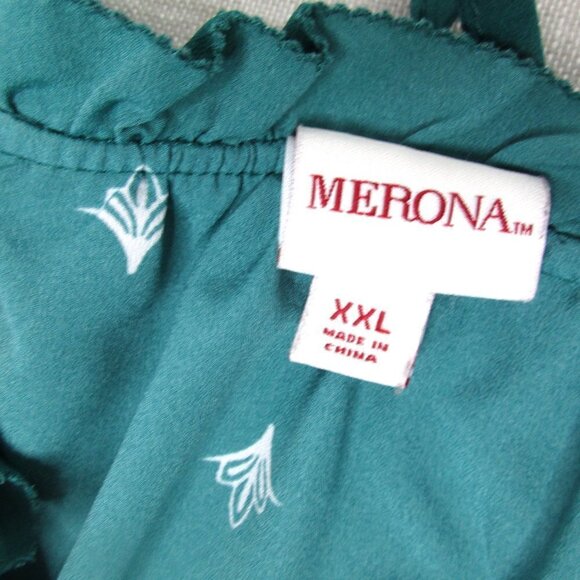 Merona Blouse Top Women's Size XX-Large Green Floral Sleeveless Pullover Polyest - Picture 7 of 8